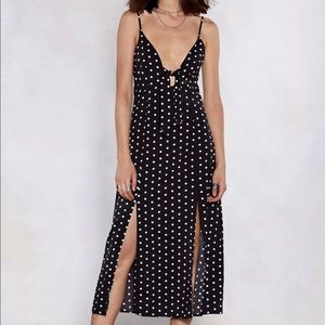 Slit Happens Polka Dot Dress